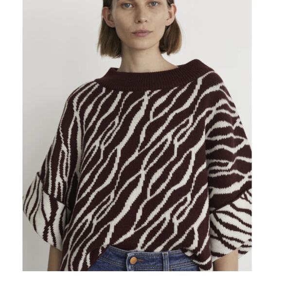 RODEBJER NEW NOUHAILA SWEATER cropped WIDE SLEEVE merino wool Wild Saffron - Picture 1 of 5